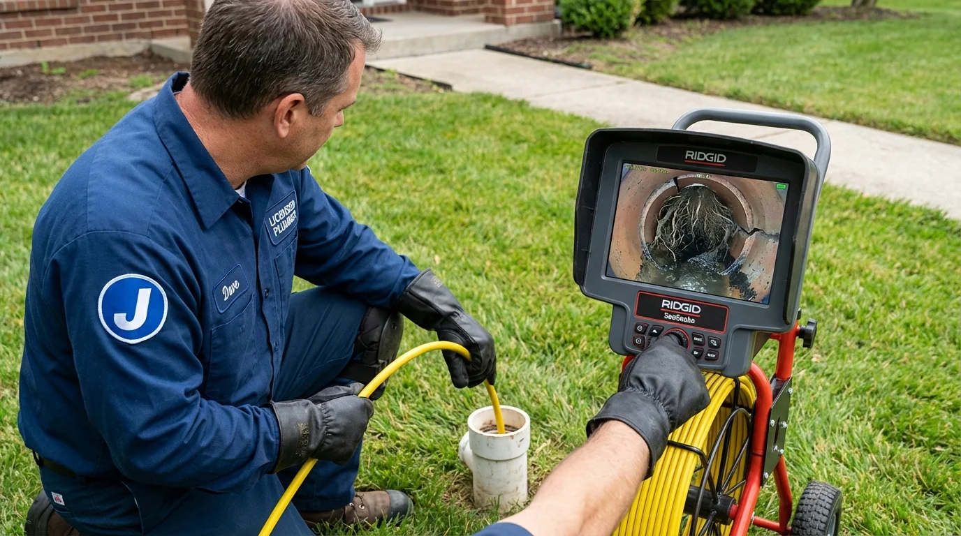 Sewer camera inspection being performed by Johns Plumbing LLC in Waynesboro