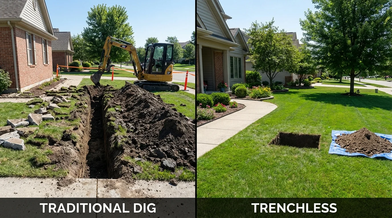 Trenchless sewer repair with minimal yard damage versus traditional excavation in Waynesboro, VA